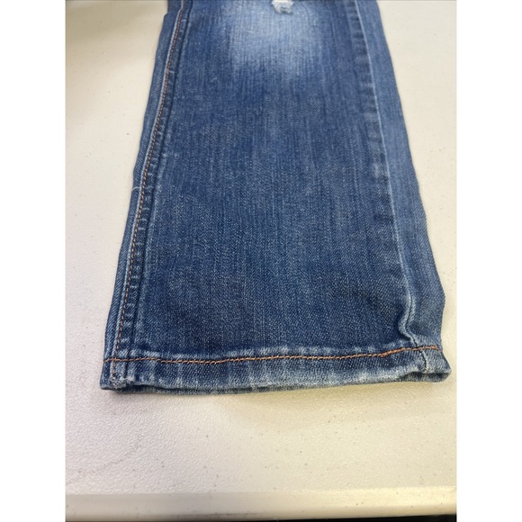 Machine Jeans Acid Wash Torn Ripped Distressed Skinny Jeans Low Rise‎ 5 28x26 - Picture 2 of 11
